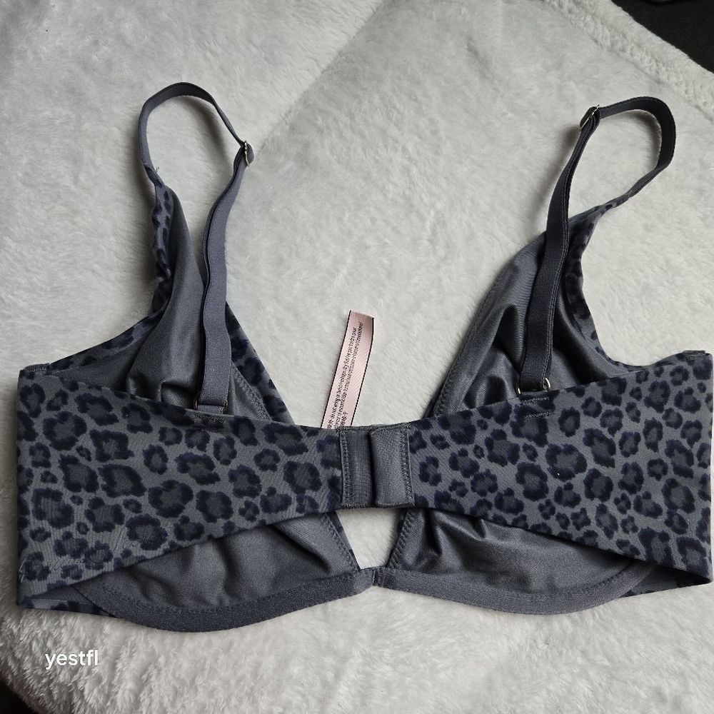 Incredible By Victoria's Secret Unlined Plunge Bra Black Leopard 34DD - Picture 3 of 5